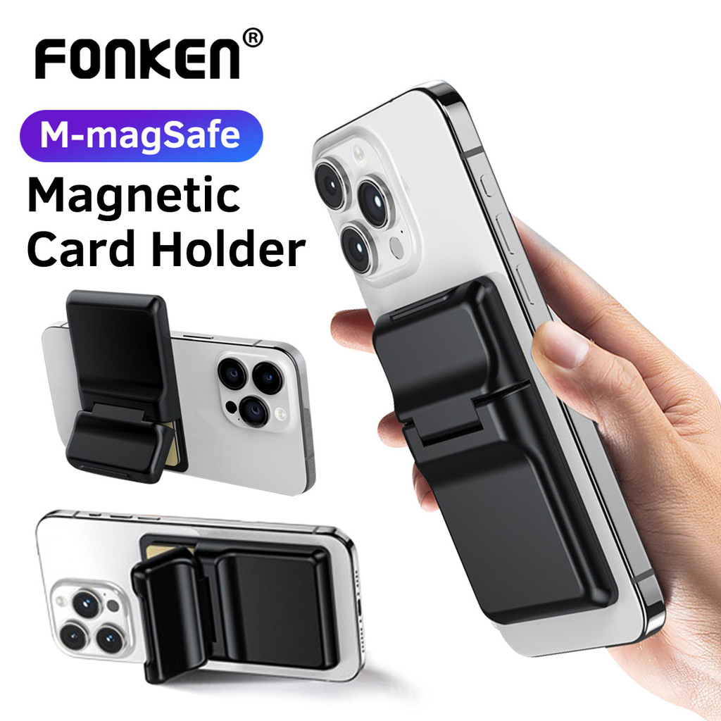Fonken Magnetic Wallet 3 Cards Holder ขาตั้งปรับได้ Secure Phone Wallet สําหรับ iPh 15/14/13/12 Seri