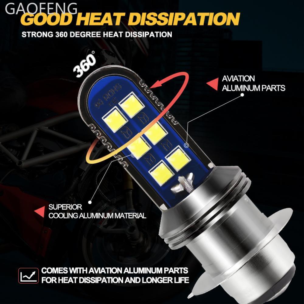 GAOFENG รถจักรยานยนต์ 12V 12 SMD หลอดไฟ H4 BA20D PX15D LED Hi Lo H6 BA20D หัวหลอดไฟ D8I5
