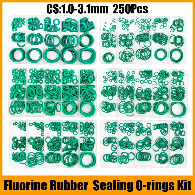 FKM O-ring สีเขียว Fluororubber ยางซีลปะเก็น O แหวน CS1.5/2.0/2.4/3.1 มม.น้ํามันทนกรดด่างชุด O-Ring