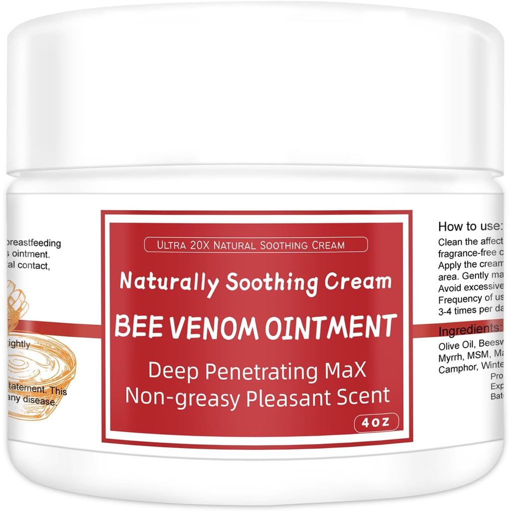 Max Strength Bee Venom Cream, Natural Organic Soothing Treatment สําหรับโรคสะเก็ดเงิน, ผื่น, Jock It