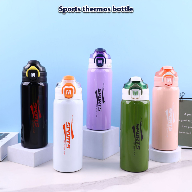 มีเชือกหิ้ว กระติกน้ำ สแตนเลสเกรด กระบอกน้ำเก็บอุณหภูมิ 600ml เก็บอุณหภูมิ กระบอกน้ำสเตลเลส ขวดน้ำสแตนเลส 304 T01267