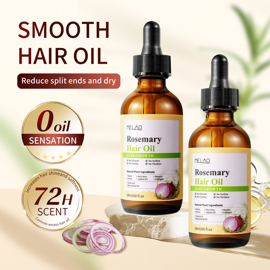 Rosemary Onion Hair Oil Nourishing Hair Care Essential Oil Softening Improving Frizz Biotin Hair Oil