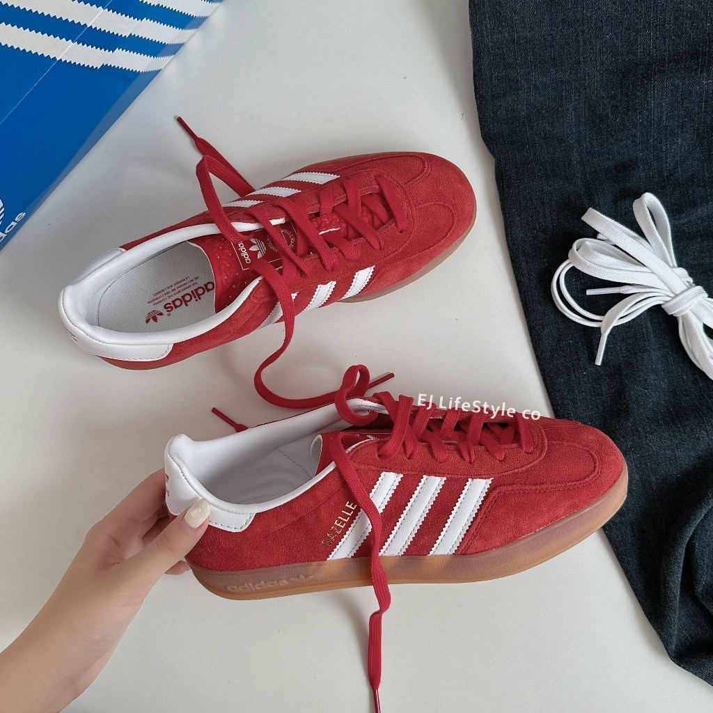 [Eco]GAZELLE INDOOR Positive Red Caramel Base Suede JI2063 รองเท้าผู้ชาย