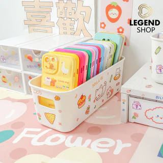 สติ๊กเกอร์ฟรี 2ชิ้น กล่องเก็บของใช้ส่วนตัว กล่องจัดระเบียบมินิมอล กล่องเก็บเครื่องสำอาง ของใช้จิปาถะ ตะกร้าเก็บของสารพัด