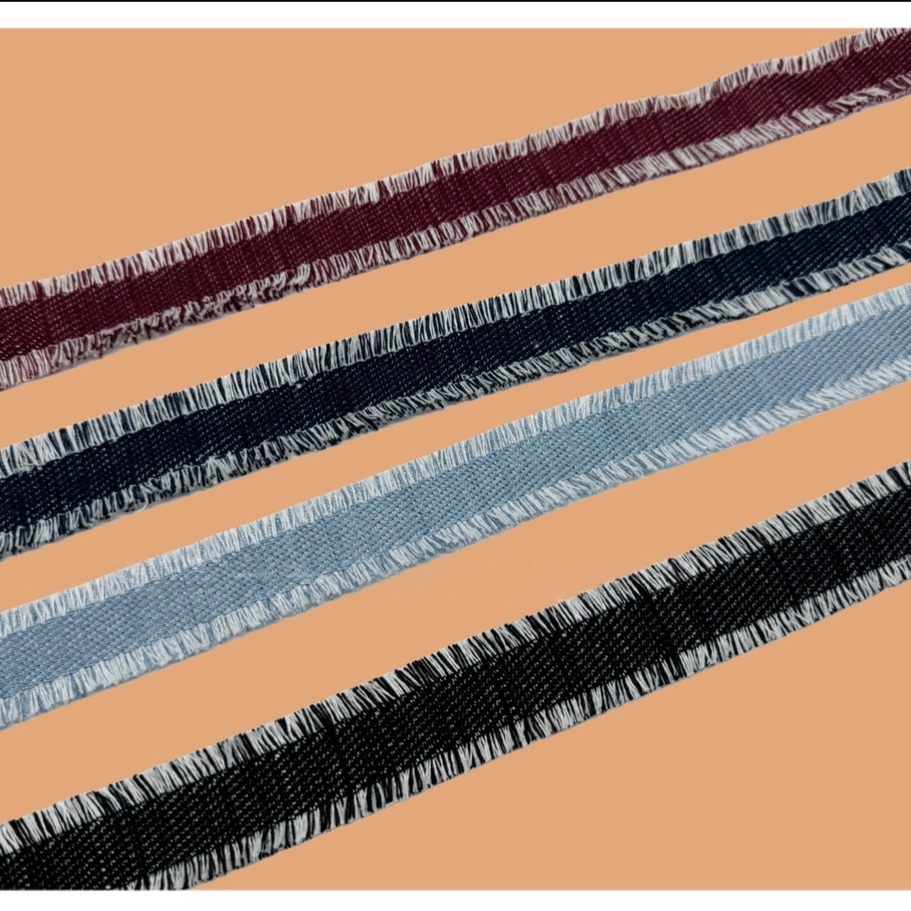 1 หลาโพลีเอสเตอร์ Denim พู่ถักผ้า Applique ลูกไม้ Trim เย็บ DIY เบาะโคมไฟคอ Headwear ผ้าม่านผ้าปูโต๊