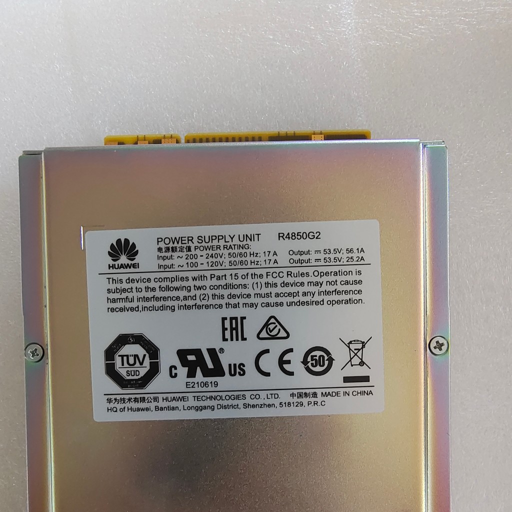 Huawei R4850G2/G6 การสื่อสารสลับเครื่องปรับแรงดันไฟฟ้า 48V50A โมดูลวงจรเรียงกระแสพลังงาน 3,000W