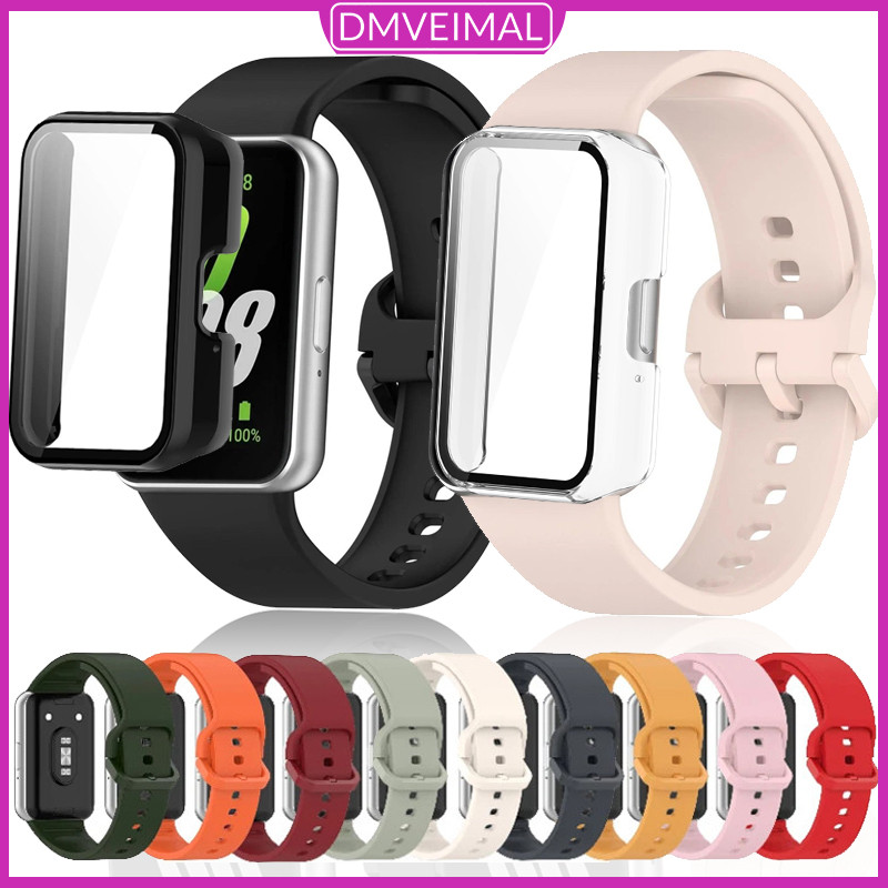 เคสพีซี+สายข้อมือโลหะ for Smartwatch Samsung Galaxy Fit 3 เปลี่ยนสายพานยางสายรัดข้อมือป้องกันหน้าจอ อุปกรณ์เสริมฝากกันชน