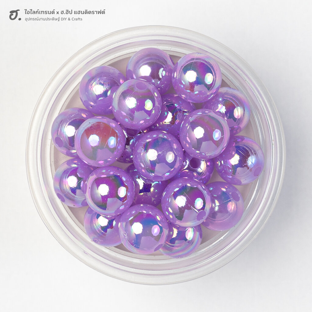 ลูกปัดเม็ดกลม 12 มม. ม่วงเหลือบรุ้งผิวมันวาว Amethyst Orb