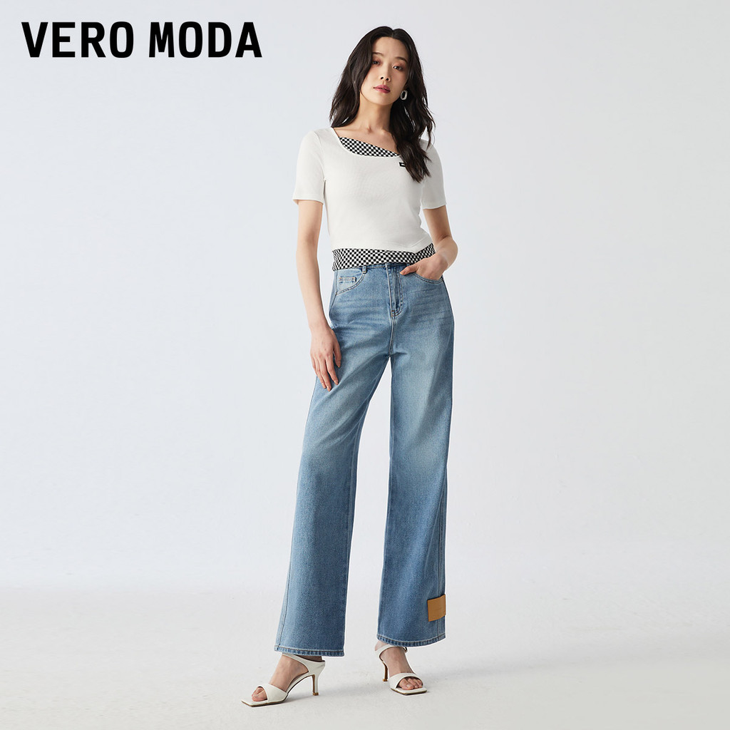 กางเกงยีนส์ Vero Moda สไตล์ใหม่เอวสูง ใส่สบายสำหรับผู้หญิง ในฤดูใบไม้ผลิและฤดูร้อน
