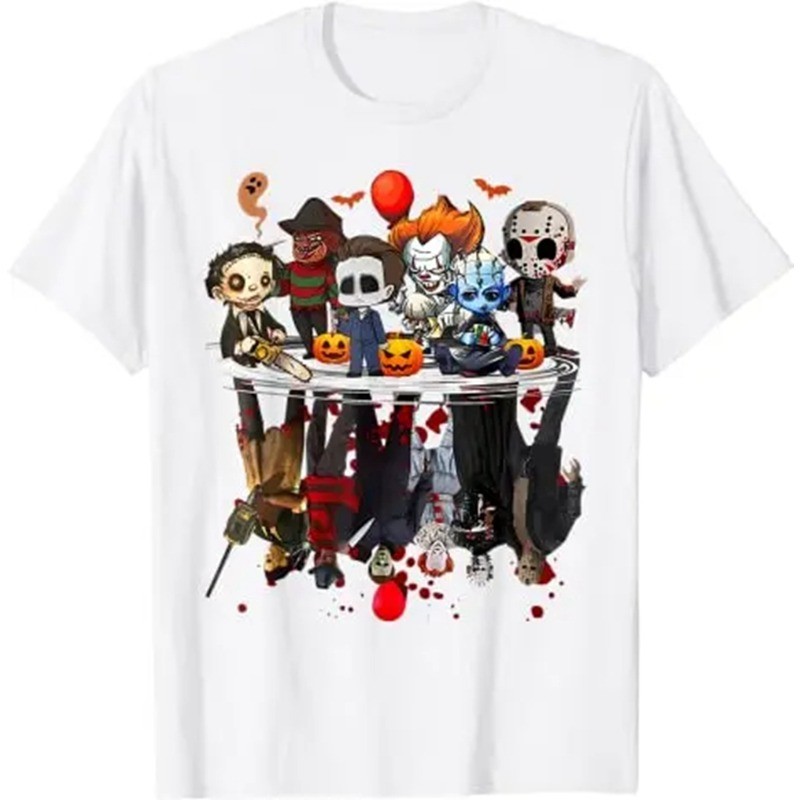 Halloween Horror Movie Character Women's T-shirt Gothic Pattern T-shirt Fashion Short Sleeved Shirt 