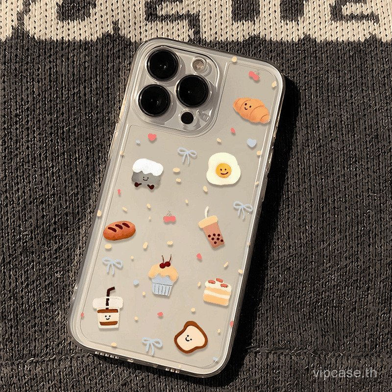 เคสโทรศัพท์โทรศัพท์โปร่งใสน่ารักการ์ตูนขนมสนุกแฟชั่นเหมาะสําหรับiPhone 17promax xs 11 12 13 pro max 