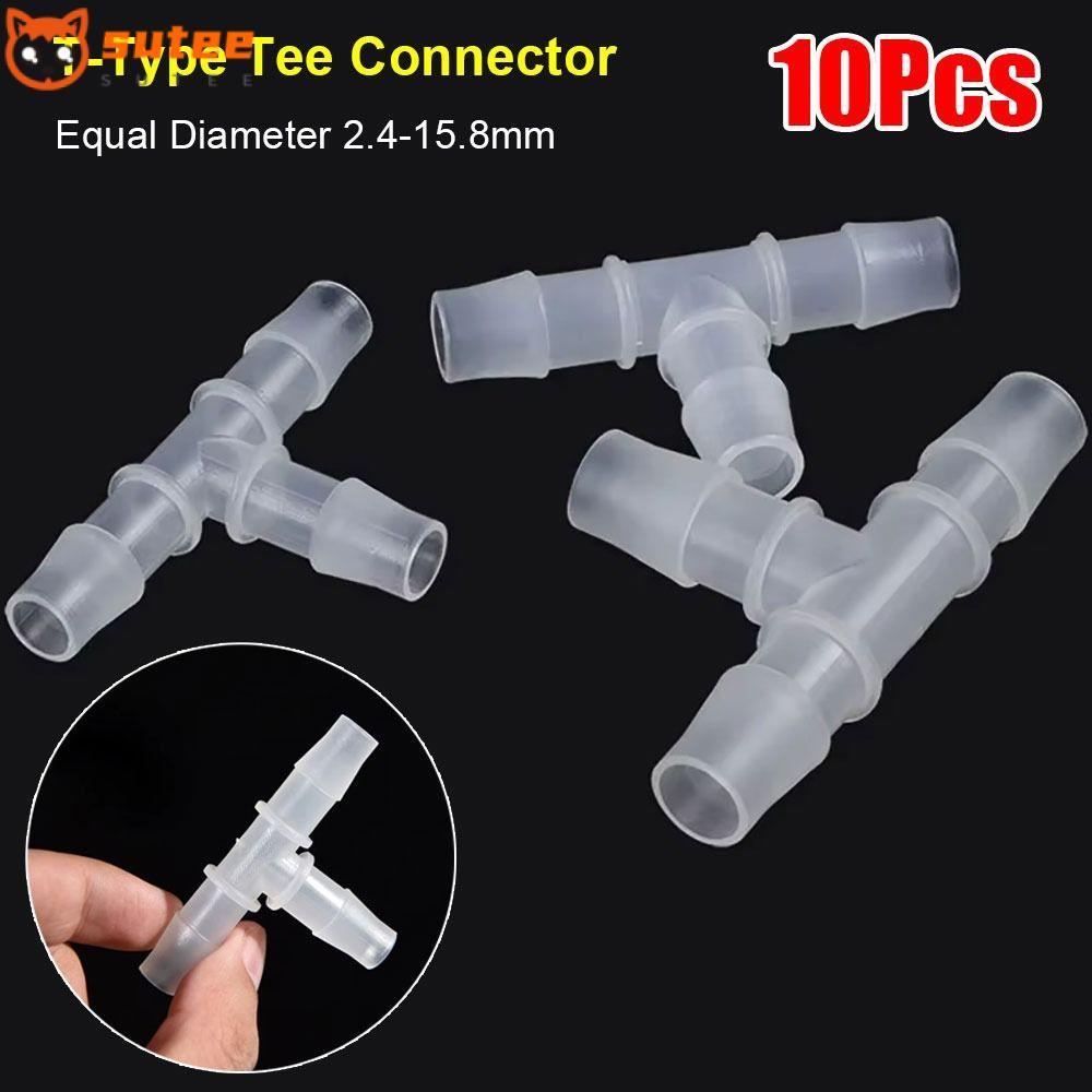 SUTEE 10 ชิ้น T-Type Tee Connector, 1.6-15.8 มิลลิเมตร Equal เส้นผ่านศูนย์กลาง 3 ทาง, PP PE ท่อพลาสต