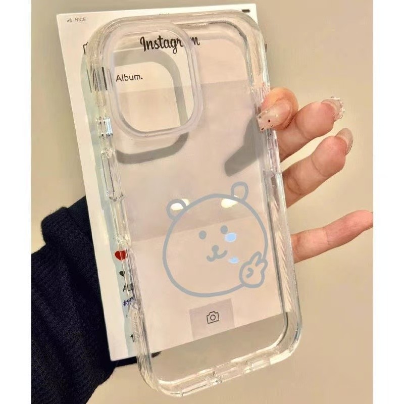 OPPO โทรศัพท์มือถือกรณีถุงลมนิรภัย-โปร่งใส Instagram ออกแบบหมีน่ารักสําหรับ OPPO A1k C2 A3s A15 A16 