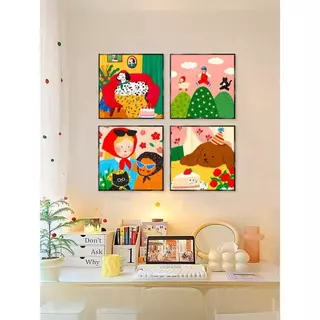 โดปามีน สีห้องเด็กภาพวาดตกแต่งศิลปะการ์ตูนน่ารักสก์ท็อปภาพวาดตกแต่งห้องนั่งเล่นเค้าโครงห้องนอนภาพตกแต่งผนังศิลปะพื้นหลังแขวนภาพวาด