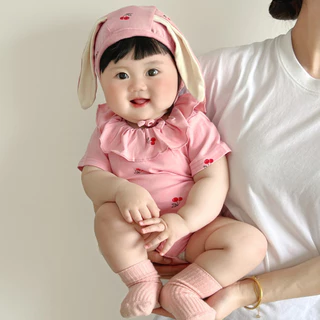 ชุดร่างกระต่ายน่ารักสำหรับทารกแรกเกิดพร้อมหมวก 2 ชิ้น สำหรับทารกอายุ 0-24 เดือน
