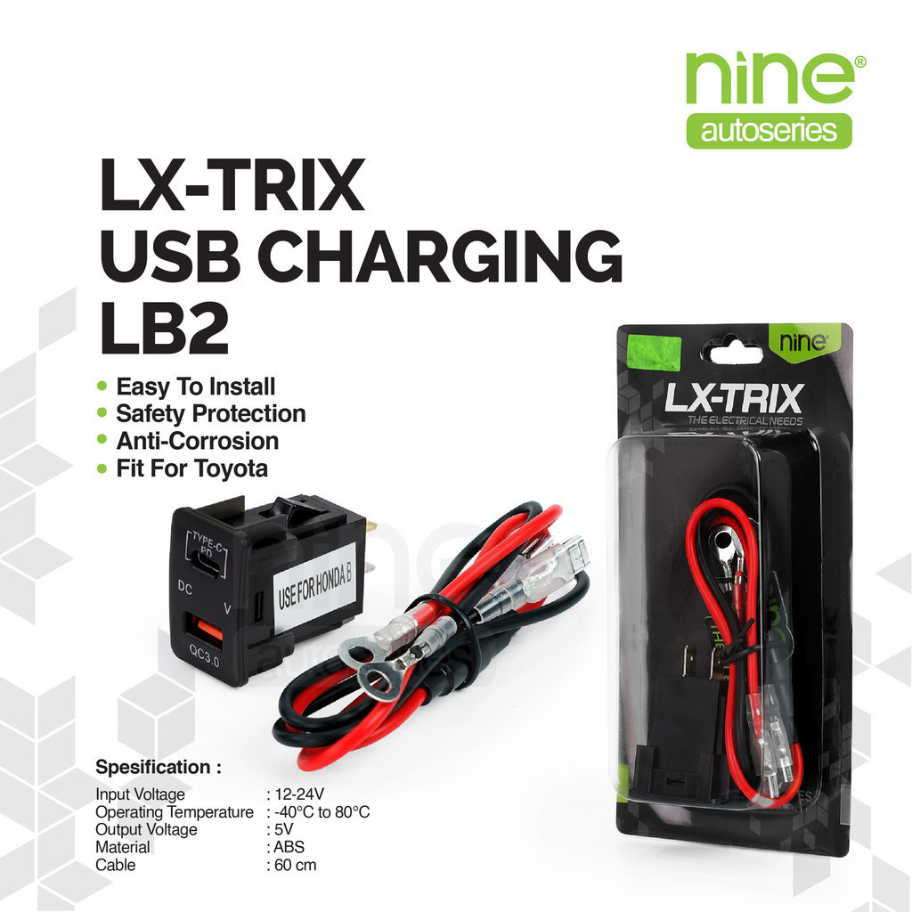 ซ็อกเก็ต USB TYPE C และโวลต์มิเตอร์สําหรับรถยนต์ HONDA NINE LX-TRIX LB2 -NINE AUTOSERIES