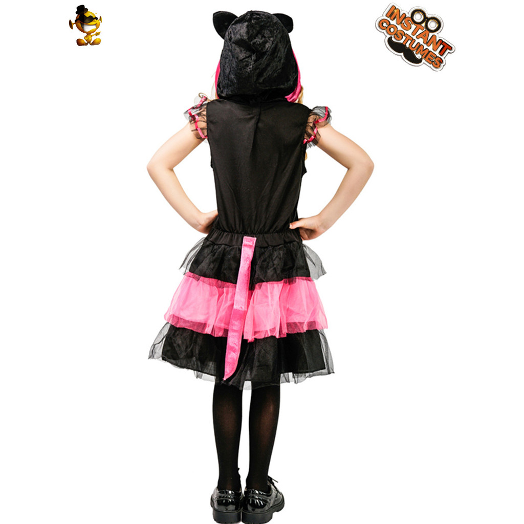 สาวฮาโลวีนเด็กน่ารักแมวสีชมพูชุดเจ้าหญิงการแสดงบนเวทีเครื่องแต่งกายเทศกาล คอสเพลย์251021 4HBF