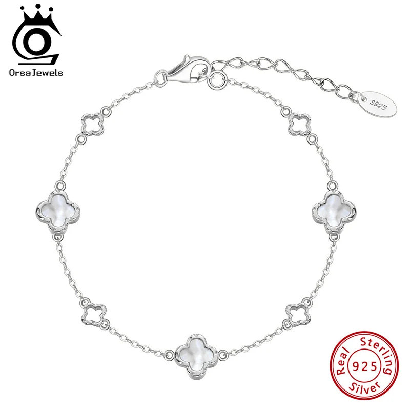 สร้อยข้อมือเงินสเตอร์ลิง 925 ดีไซน์ดอกไม้ cuatro hojas de clover ในสไตล์ทันสมัย หมายถึงความโชคดีและค