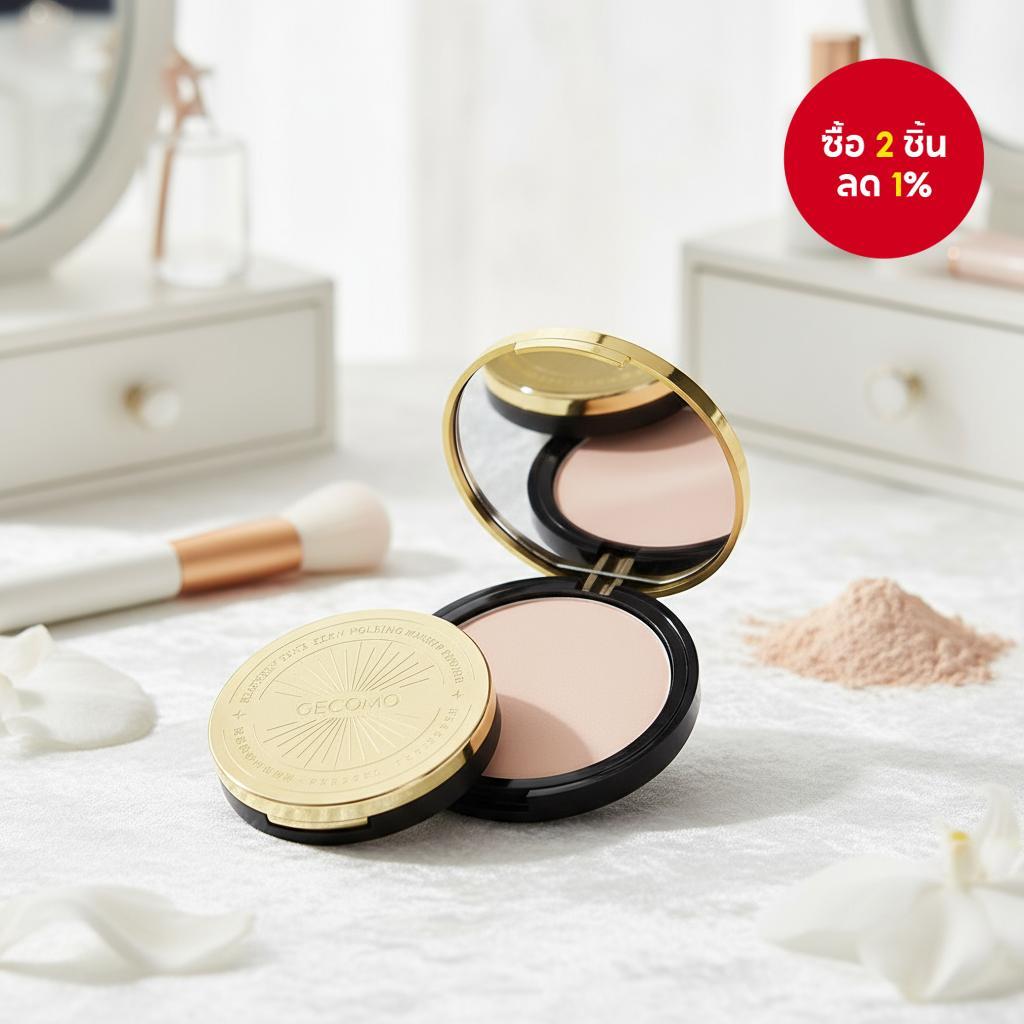 GECOMO แป้งฝุ่นบางเบา ช่วยเซ็ตเมคอัพ คอนซีลเลอร์ ปกปิดรอยสิว ขนาดใหญ่