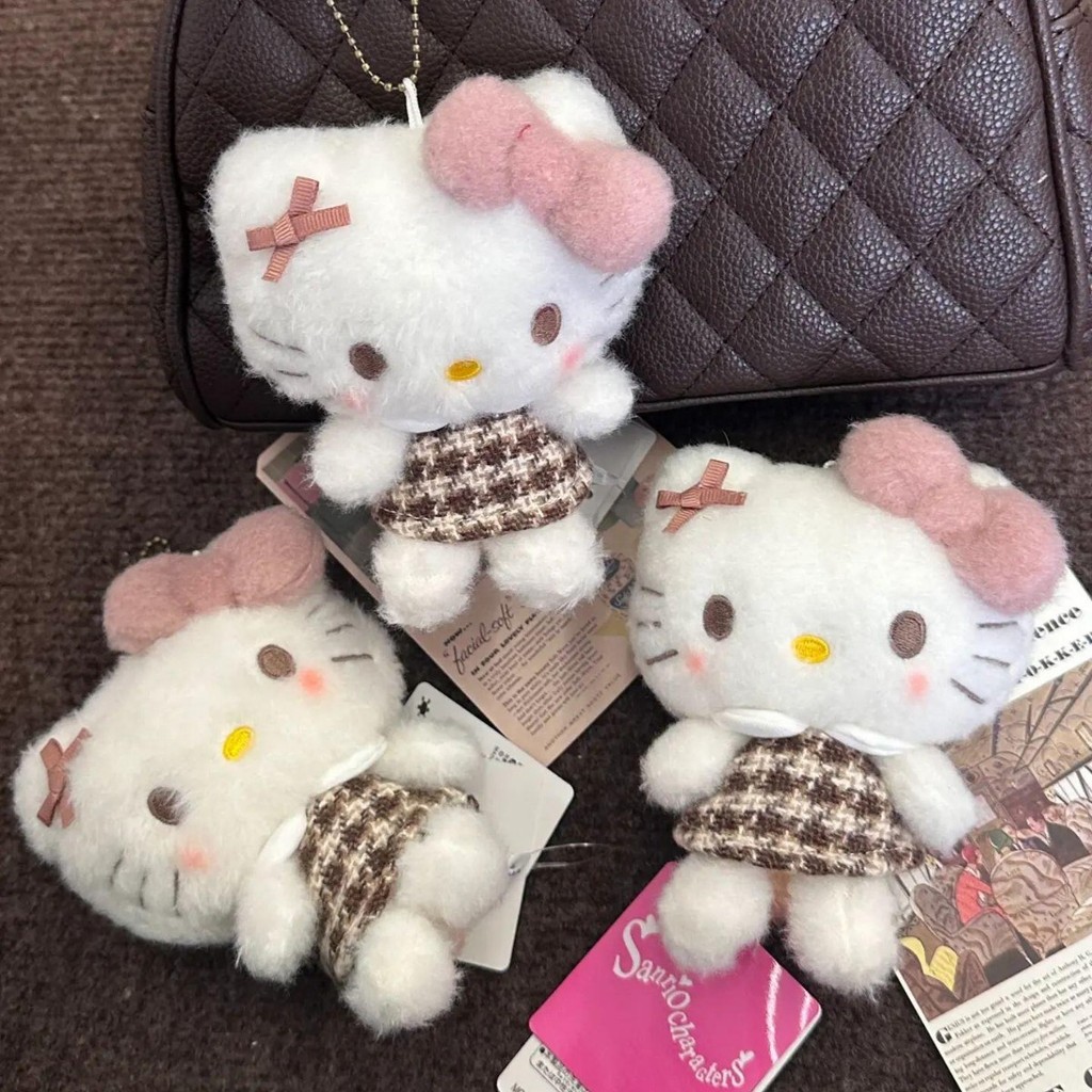 Sanrio Medieval Series Mocha Stripes Checkered Kitty ตุ๊กตาของขวัญวันเกิดพร้อมกล่องสวยงาม
