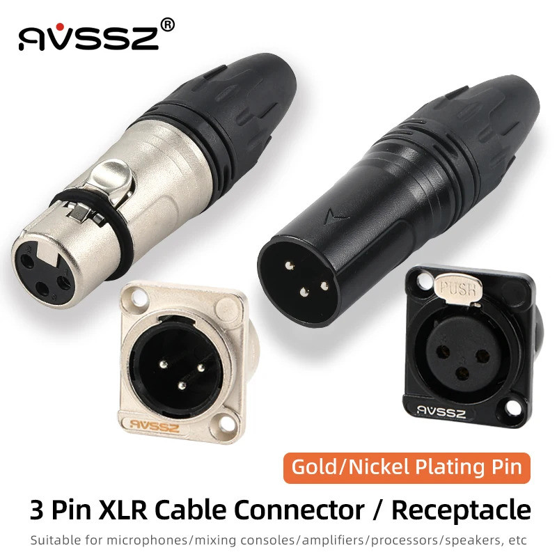 AVSSZ 10 ชุด-1 ชุด XLR DMX 3 ขาปลั๊ก/ซ็อกเก็ตเปลือกโลหะไมโครโฟนสายสัญญาณเสียงขั้วต่อ MIC สายงู XLR Balanced Connectors