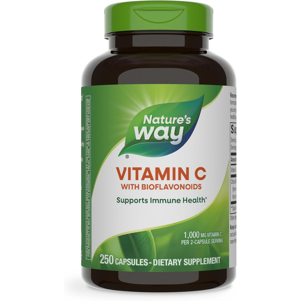 วิตามินซี Natures Way พร้อม Bioflavonoids, Immune Support*, Vitamin C สูงถึงที่ 2 แคปซูล, ส่งเสริมคอ