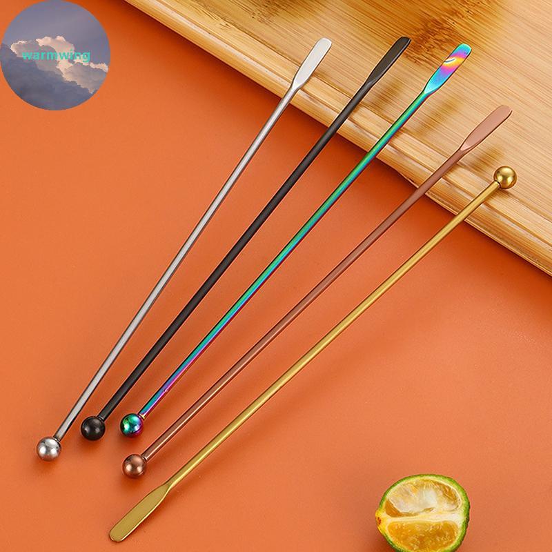 Warmwing 304 สแตนเลสสตีลกาแฟกวน Stick Bar น้ําผลไม้ Rio ค็อกเทล Creative Mixer Stick แชมเปญ Swizzle 