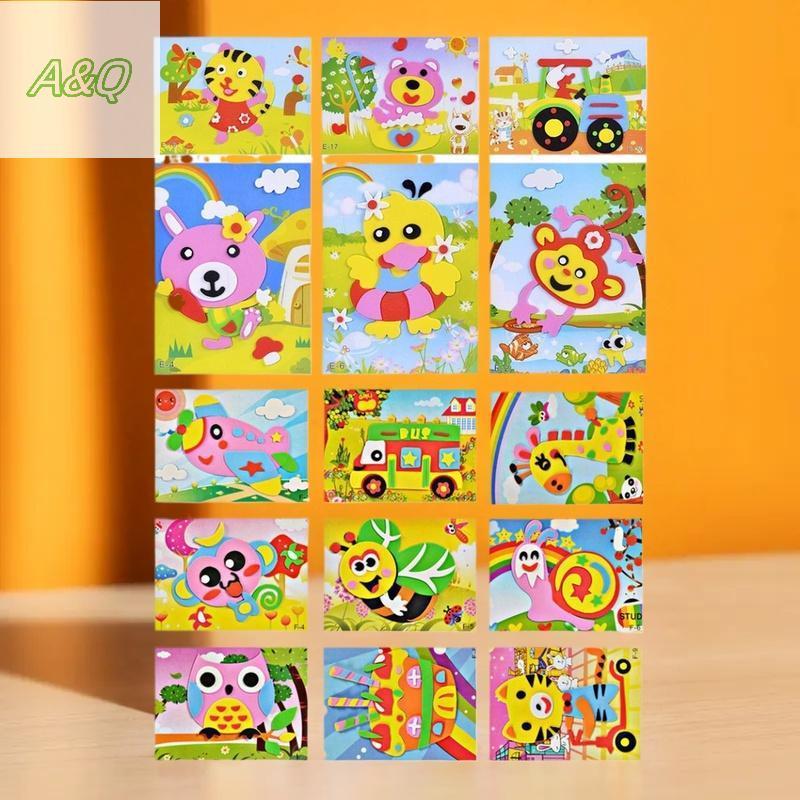 AQ 10/20 ชิ้น DIY การ์ตูนสัตว์ปริศนาสําหรับเด็กรูปแบบหลายสไตล์ของเล่น 3D EVA โฟมสติกเกอร์เด็ก VN