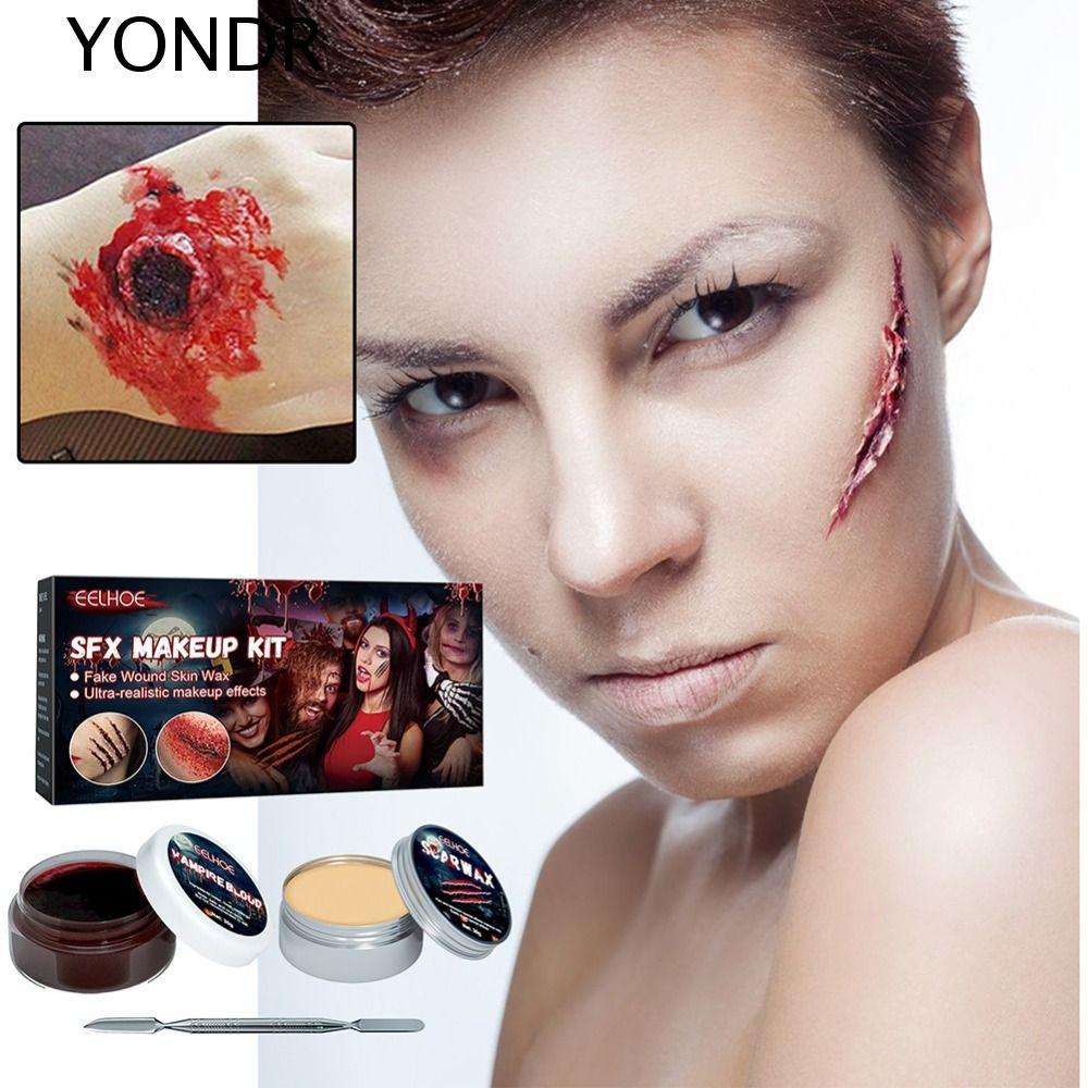 YONDR Skin Wax ชุดเลือดปลอม, Boby Painting Makeup Wax ชุดแต่งหน้าฮาโลวีน, Professional Zombie คอสเพล