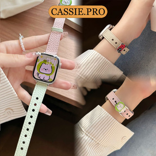 สายนาฬิกาหนังหัวเข็มขัดรูปลูกแมวและลูกสุนัขสำหรับ iWatch11/10/9/8/7/6/5/se/432/1สายนาฬิกาสองสี 49/46/45/44/42/41/40/38mm