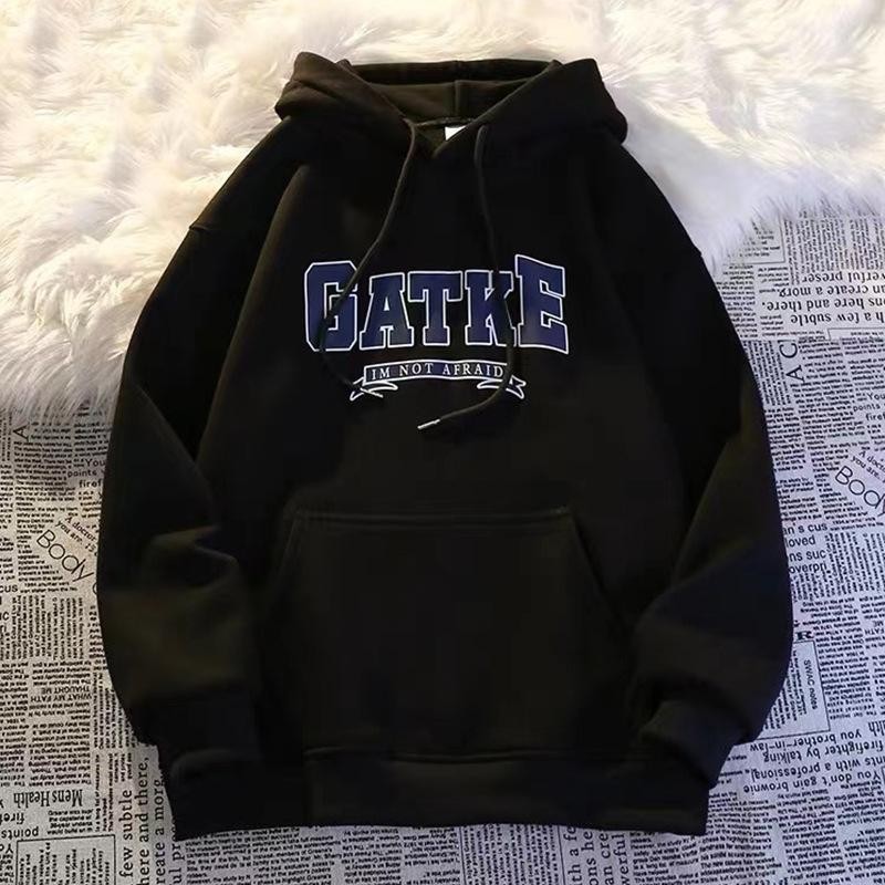 เสื้อฮู้ด สกรีนอก มีกระเป๋าล้วงด้านหน้า GATKE ผ้าสำลีหนานุ่ม เสื้อกันหนาว เสื้อแขนยาว ฮู้ด - รูปที่ 3