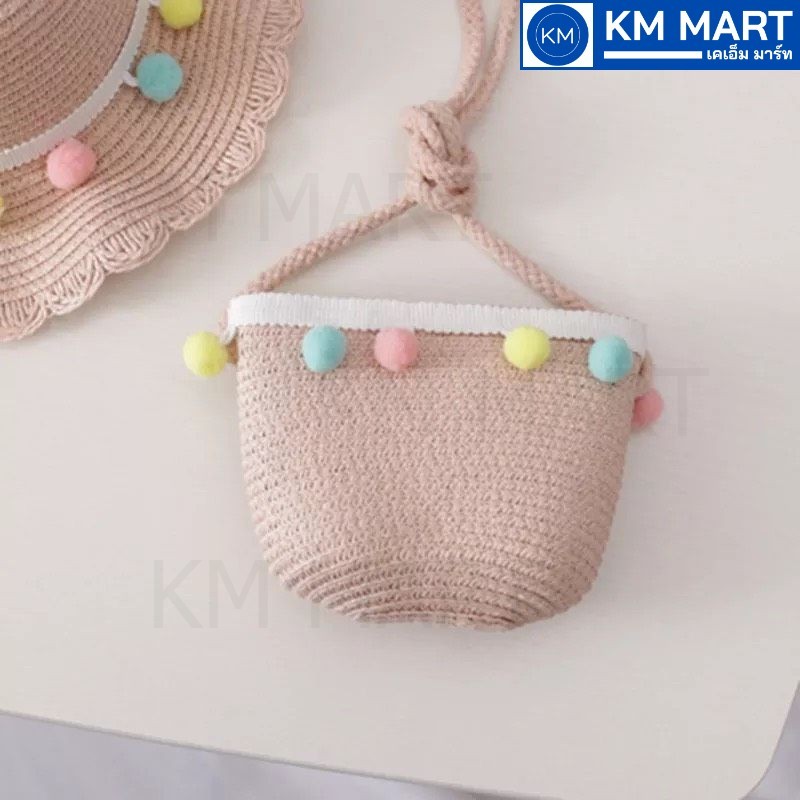 กระเป๋าสานเด็ก กระเป๋าแฟชั่นถักโครเชต์ ลายเชอร์รี่ ตกแต่งลูกไม้ขาวหวานๆ สไตล์เกาหลี พร้อมสายสะพายพกง่าย ใช้ได้ทุกวัน - รูปที่ 3