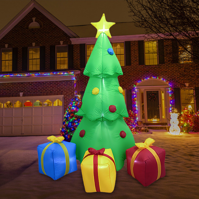 7FT Christmas Star Gift Pack Inflatable Christmas Tree Inflatable รุ่น Courtyard ตกแต่ง LED Luminous