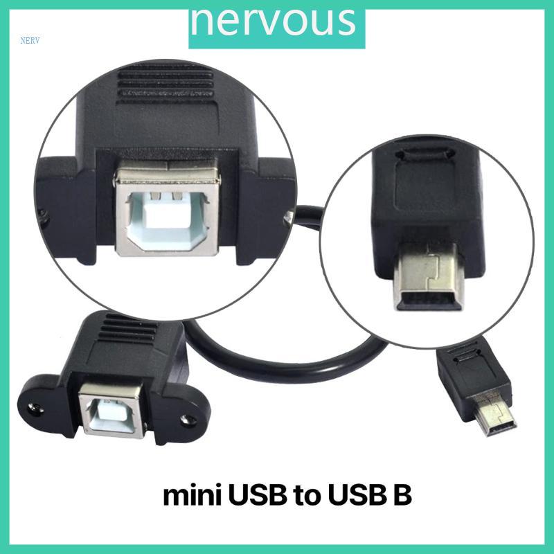 NERV Mini USB ถึง USB B พร้อมแผง Mount สกรู Mini USB ชาย USB B หญิงขยายลวด Extender ข้อมูลสําหรับ Pr