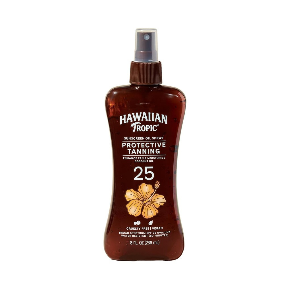Hawaiian Tropic Tanning Oil Pump Spray, SPF 25, 8 Fl Oz