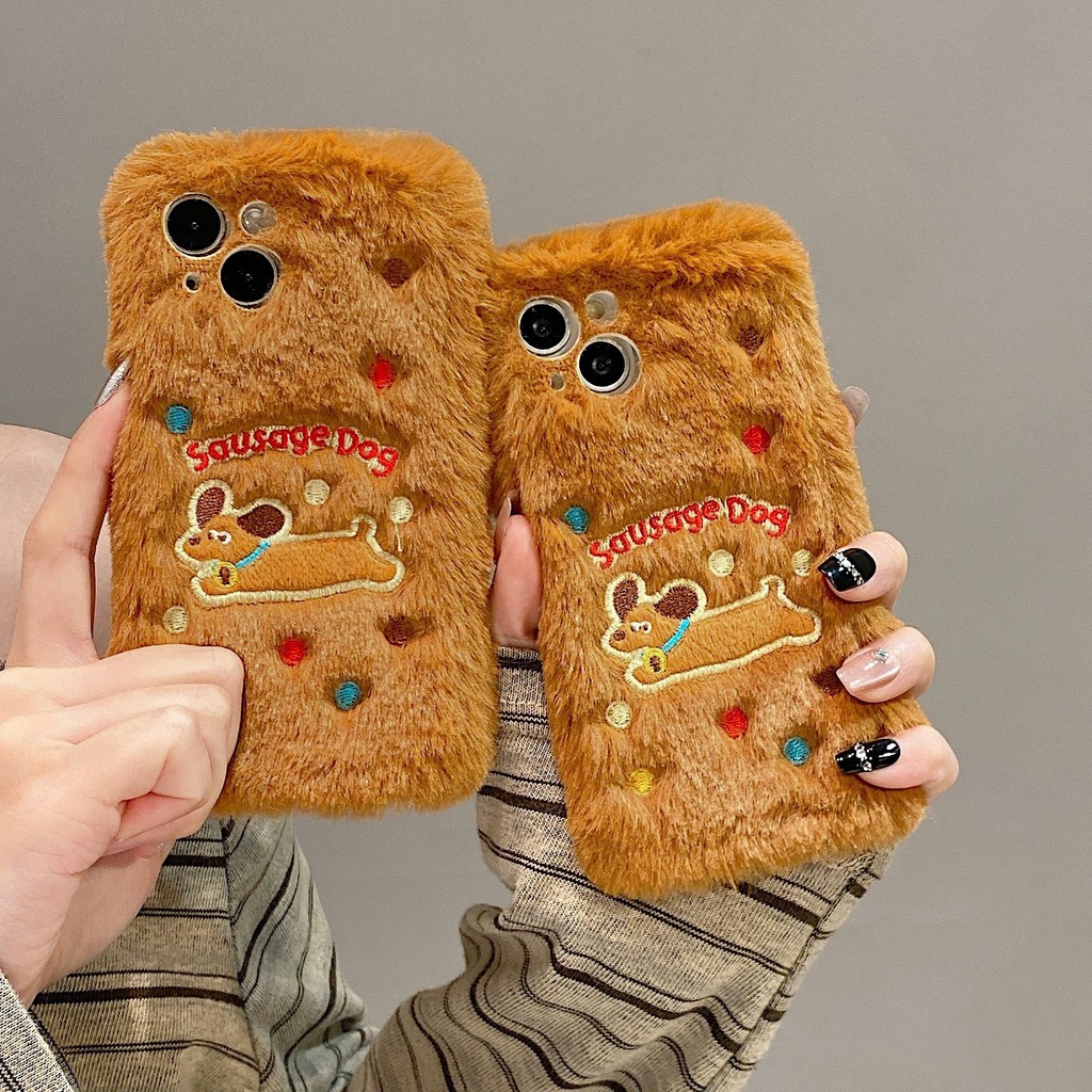 Polka Dot Dachshund เหมาะสําหรับ 17promax เคสโทรศัพท์ฤดูใบไม้ร่วงฤดูหนาว Samsung s25ultra พร้อมโซ่ X