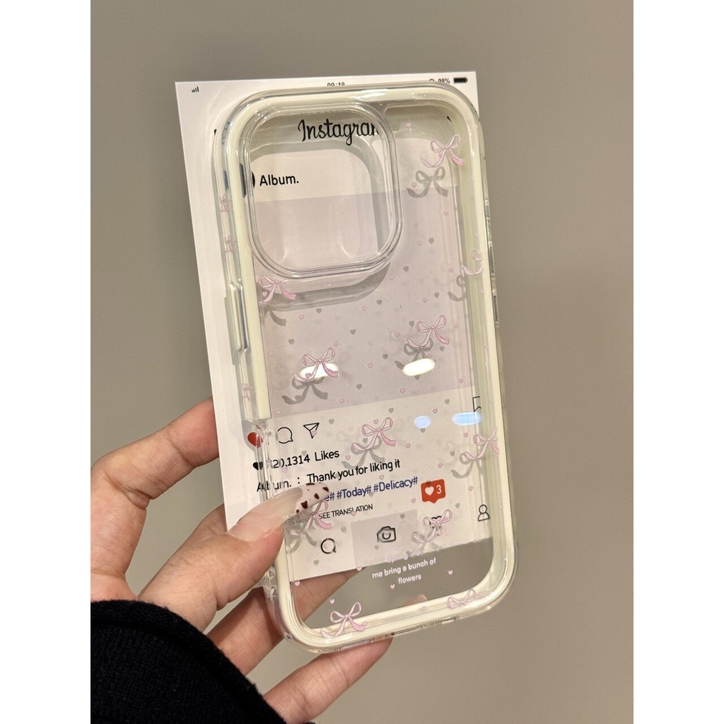 Bowknot โปร่งใสเคสโทรศัพท์ Drop-Resistant สําหรับ iPhone 16 Promax 15 Promax 11 12 13 Pro14plus 11Promax Xs XR XS Max 78se 7plus 6SP 6S
