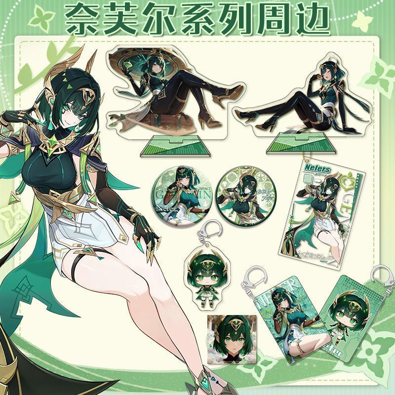 Genshin Impact/Nefer/Genshin Nefer Nefer โฮมเมดการ์ดโปร่งใส Interlayer อะคริลิค Double Flash พวงกุญแ