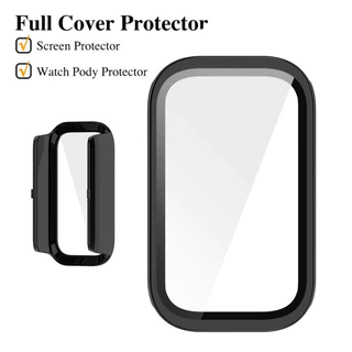 กรณีแก้วนิรภัย for Redmi Band 3 / Mi Band 9 Active PC พลาสติกเต็มจอป้องกันกันชนฝาครอบอุปกรณ์เสริม for Mi Band 9 Active