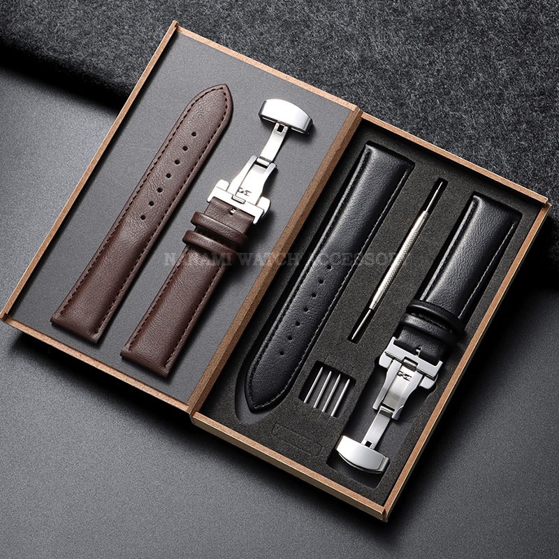 สายนาฬิกาหนังแท้พร้อมกล่องไม้14มม.16มม.18มม.20มม.22มม.24มม.สากลผีเสื้อหัวเข็มขัดสายนาฬิกานุ่มหนังลูกวัวสร้อยข้อมือผู้ชายผู้หญิงธุรกิจสายรัดข้อมืออุป - รูปที่ 4