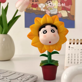 ชินจังซันฟลาวเวอร์สุดคิ้วท์ PVC Crayon Shin-chan Sunflower Action Figures เดสก์ท็อปตกแต่ง