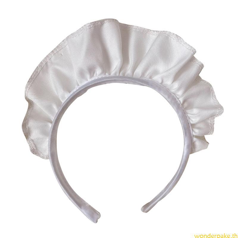 Wide Ruffle Headbands for Women Cosplay White Maid Headwear Gothic Accessories
