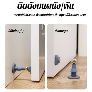 ประตูดูด สแตนเลส บล็อกประตู มัลติฟังก์ชั่น กันน้ำและกันสนิม การติดตั้งโดยไม่ต้องเจาะ ฟ้าหม่น