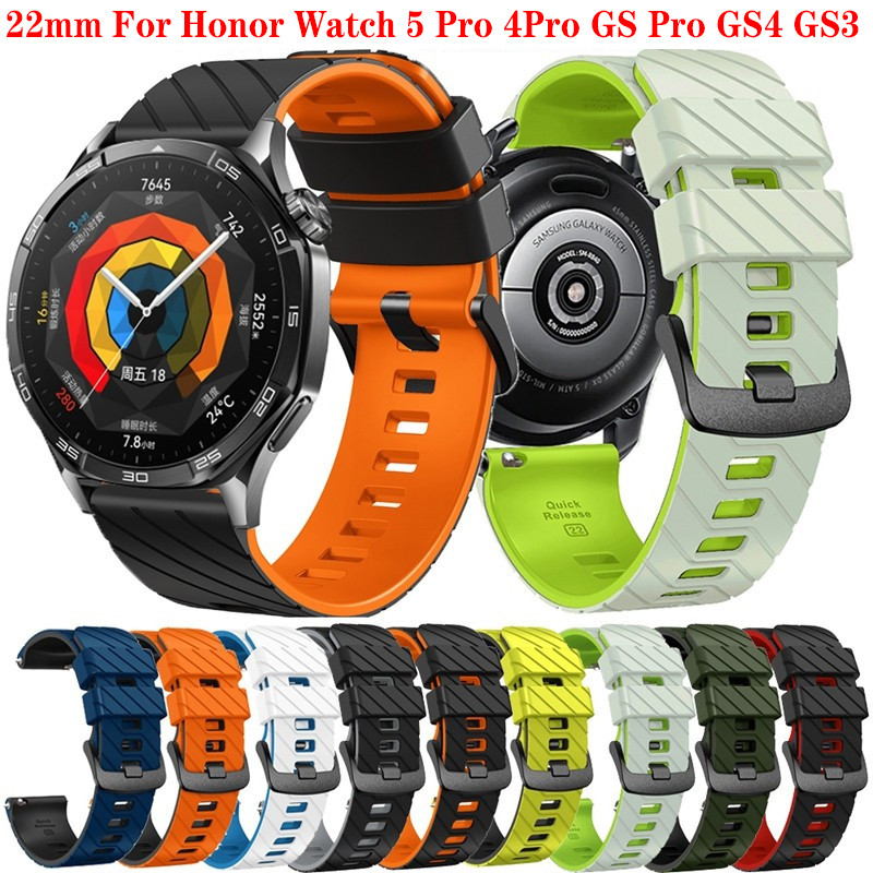22 มม.ซิลิโคนสําหรับ Honor นาฬิกา 5 Pro 4Pro GS Pro GS4 GS3 กีฬา Watchband อุปกรณ์เสริมสร้อยข้อมือ