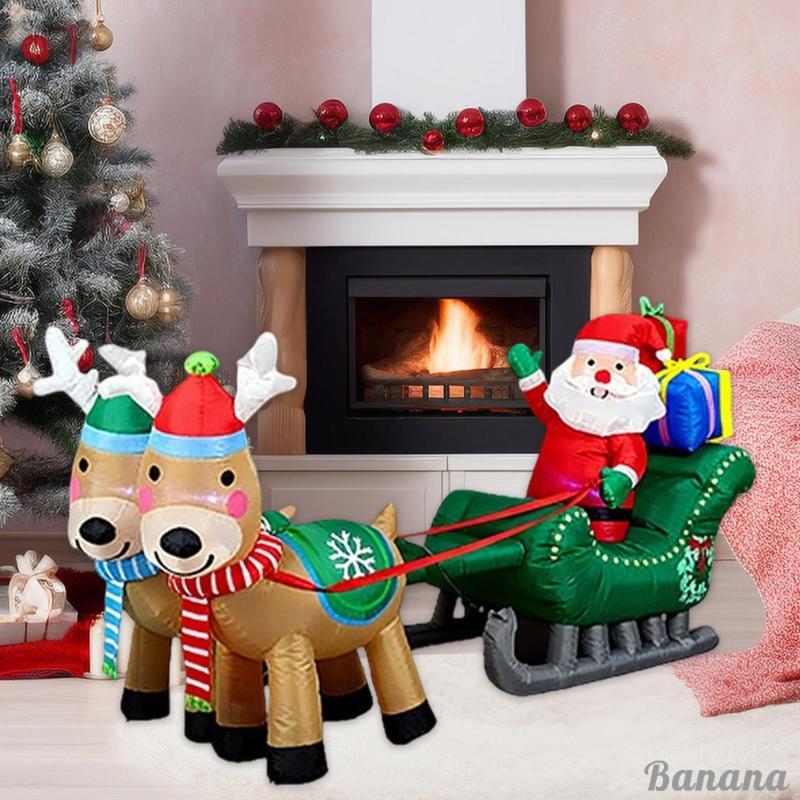 [ในสต็อก] คริสต์มาสพองเป่าตกแต่ง 2.4M น่ารักซานตาคลอสและเลื่อน Xmas Inflatable Decor สําหรับ Patio P