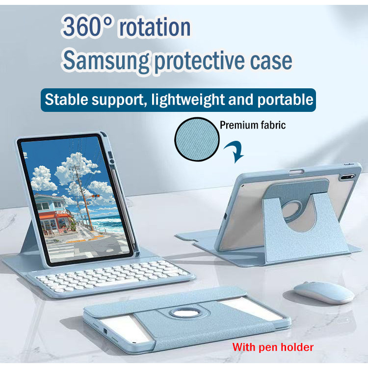 【อังกฤษ + ไทย แป้นพิมพ์】เปลือกป้องกันการหมุน 360 องศา for Samsung Galaxy Tab S6 Lite S10FE+ A8 A9 A11 S11 S789 S10+ S7FE