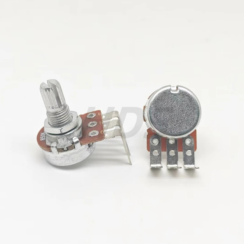 3 ขา Bent เท้า WH148 Single Link แนวตั้ง Potentiometer B1K 2K 5K 10K 20K 50K 100K 250K 500K 1M แกนดอกไม้ 15 มม.
