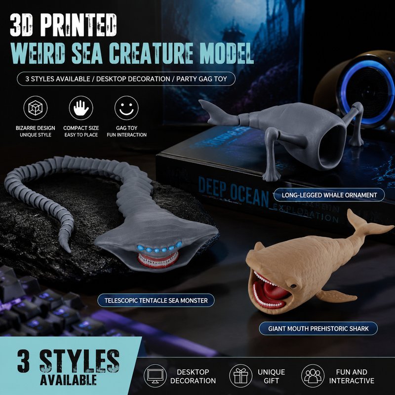 โมเดลของเล่น action figure Sea Monster ของเล่นสัตว์ทะเล PVC ดีเทลลายผิวชัด เหมาะกับคอลเลกชัน ตู้โชว์ และของขวัญ