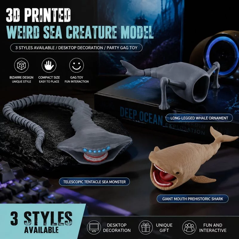 โมเดลของเล่น action figure Sea Monster ของเล่นสัตว์ทะเล PVC ดีเทลลายผิวชัด เหมาะกับคอลเลกชัน ตู้โชว์ และของขวัญ