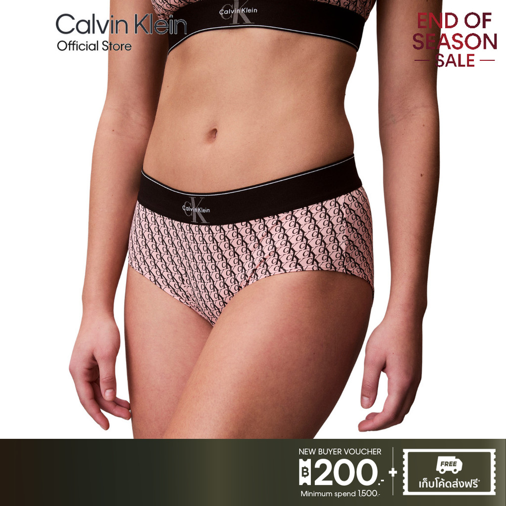 CALVIN KLEIN กางเกงในผู้หญิง Graphic Monogram Microfiber ทรง Hipster รุ่น QF8878AD 2Y3-สีพีช